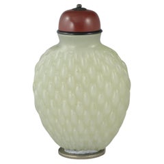 Schnupftabakflasche aus natürlicher weißer Jade und Achat