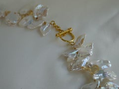 Natural White Keshi Pearls Citrine Briolettes 18k Clasp Gemstone Necklace