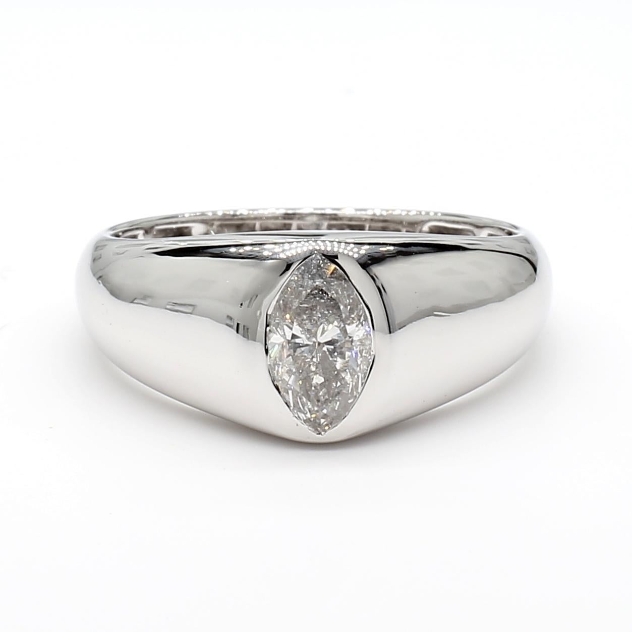 Contemporary Natural White Marquise Diamond 0.62 Carat TW White Gold Cocktail Band For Sale