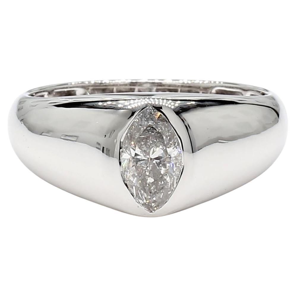 Natural White Marquise Diamond 0.62 Carat TW White Gold Cocktail Band