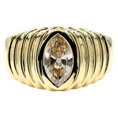 Natural White Marquise Diamond 0.73 Carat TW Yellow Gold Cocktail Band