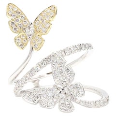 Natural White Marquise Diamond 0.88 Carat TW Gold Cocktail Ring