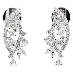 Natural White Marquise Diamond 0.99 Carat TW White Gold Marquise Earrings