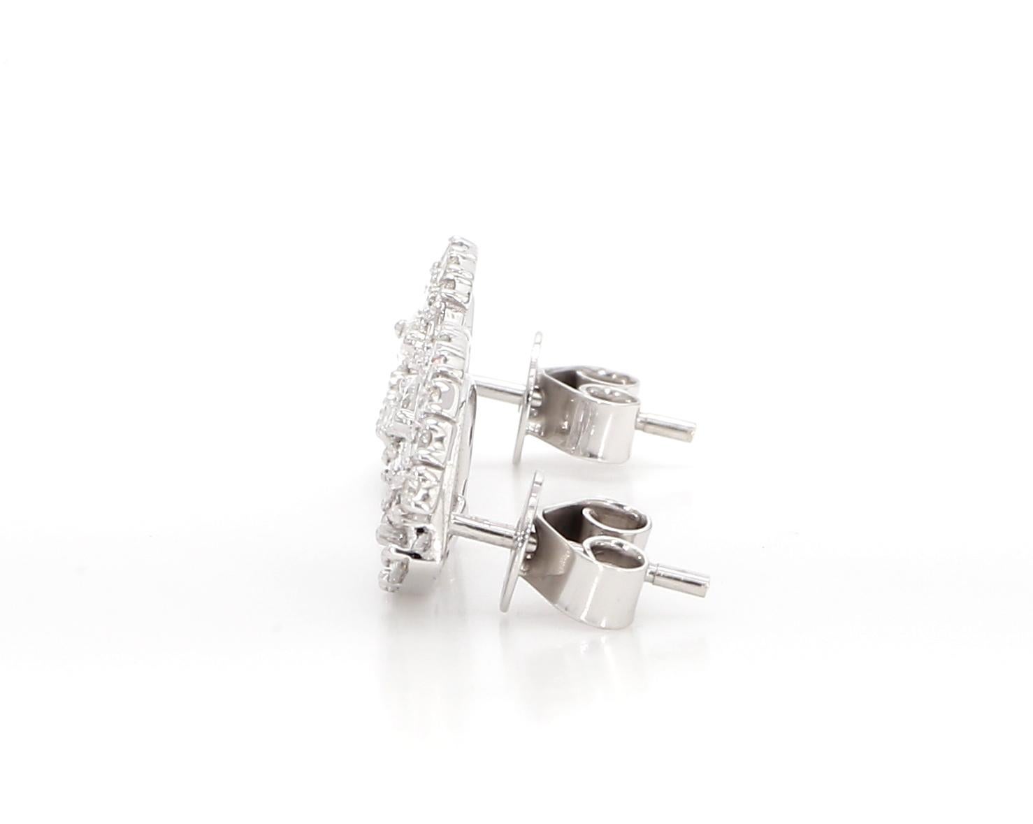 Marquise Cut Natural White Marquise Diamond 1.16 Carat TW White Gold Stud Earrings For Sale