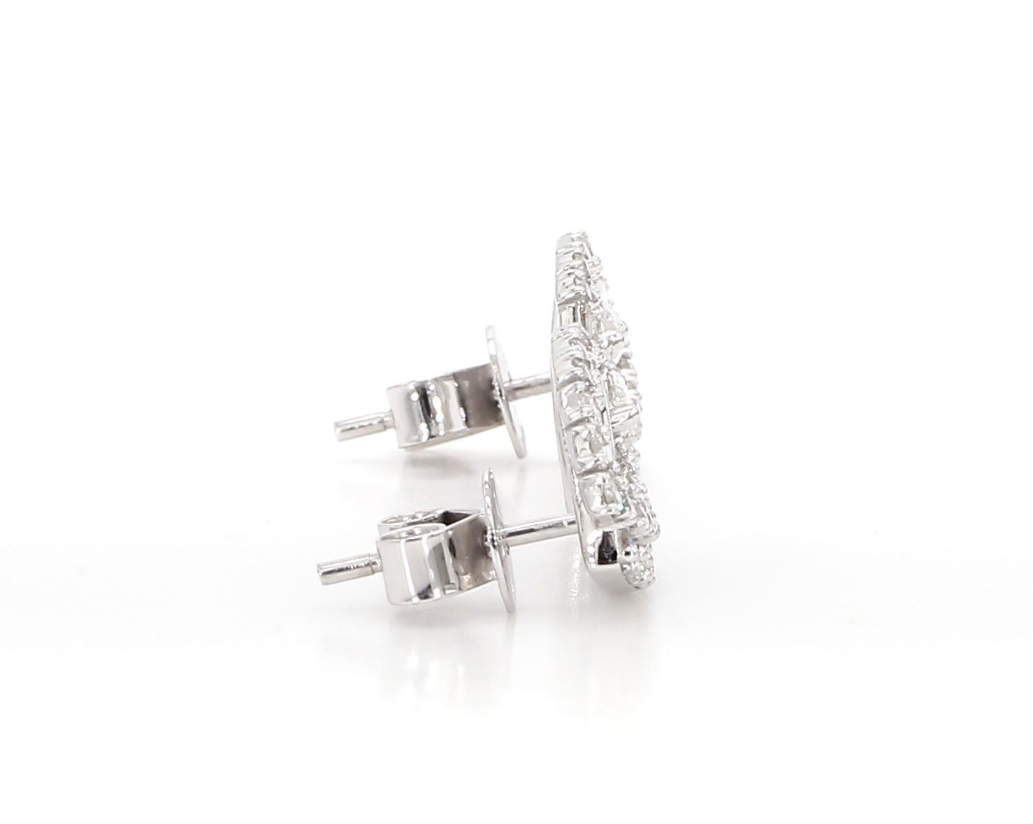 Natural White Marquise Diamond 1.16 Carat TW White Gold Stud Earrings For Sale 2