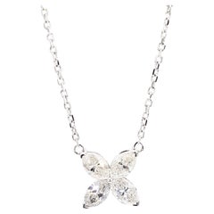 Natural White Marquise Diamond 1.41 Carat TW Gold Drop Pendant