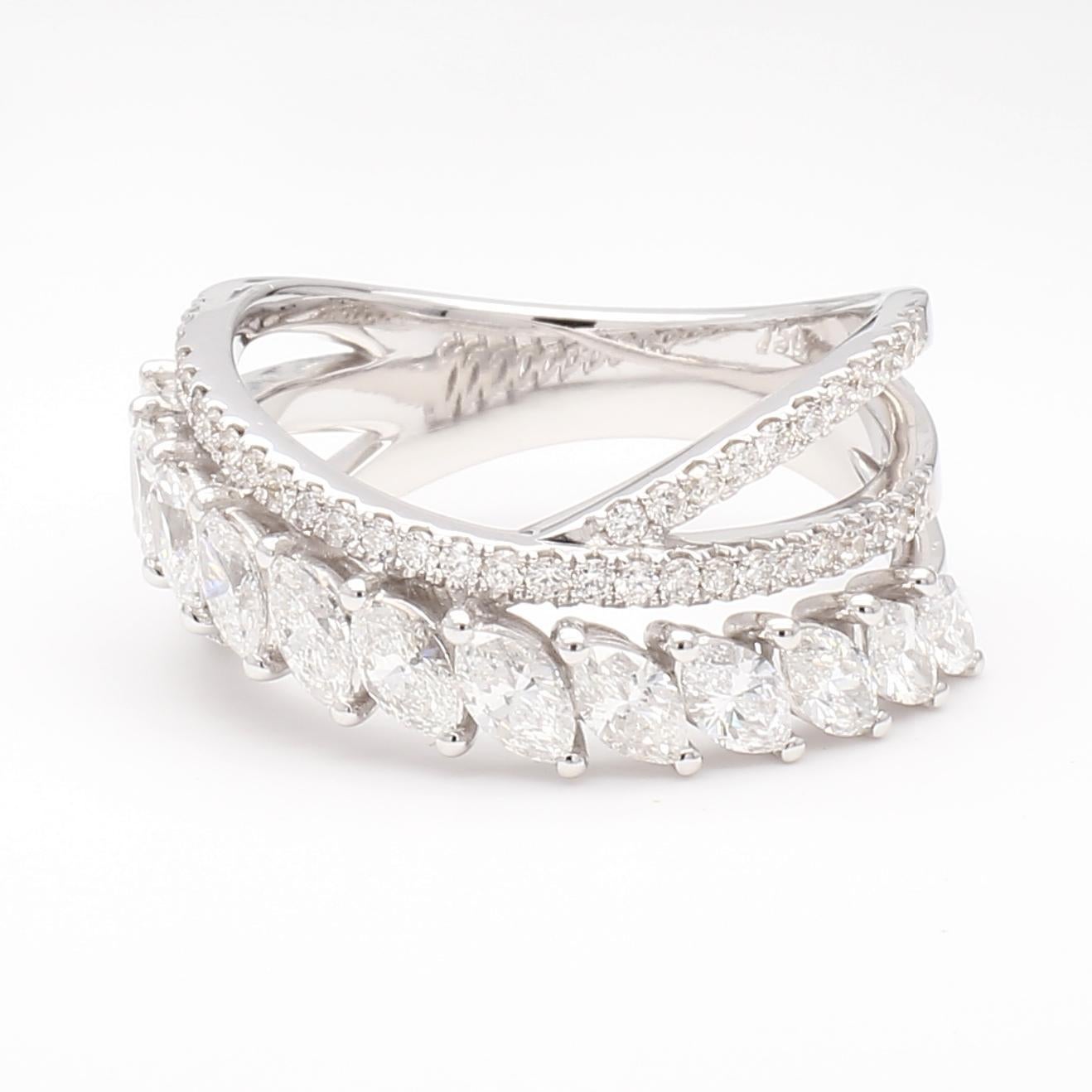 Natürlicher weißer Marquise-Diamant 1.44 Karat TW Gold-Cocktailring (Zeitgenössisch) im Angebot