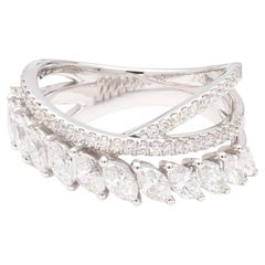 Natural White Marquise Diamond 1.44 Carat TW Gold Cocktail Ring