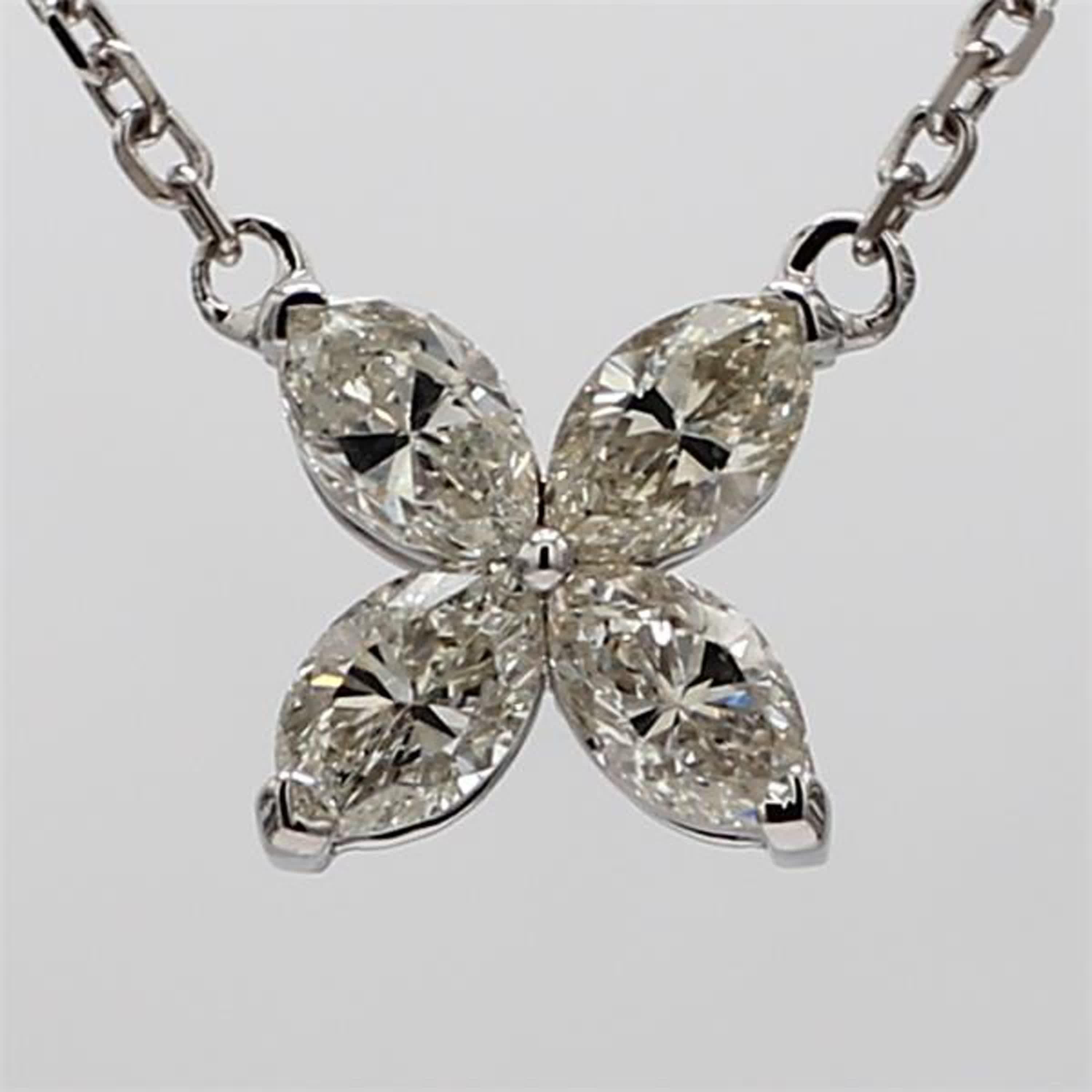 RareGemWorld's classic diamond necklace. Mounted in a beautiful 18K White Gold setting with natural marquise cut white diamonds. This necklace is guaranteed to impress and enhance your personal collection.

Total Weight: .94cts

Diamond