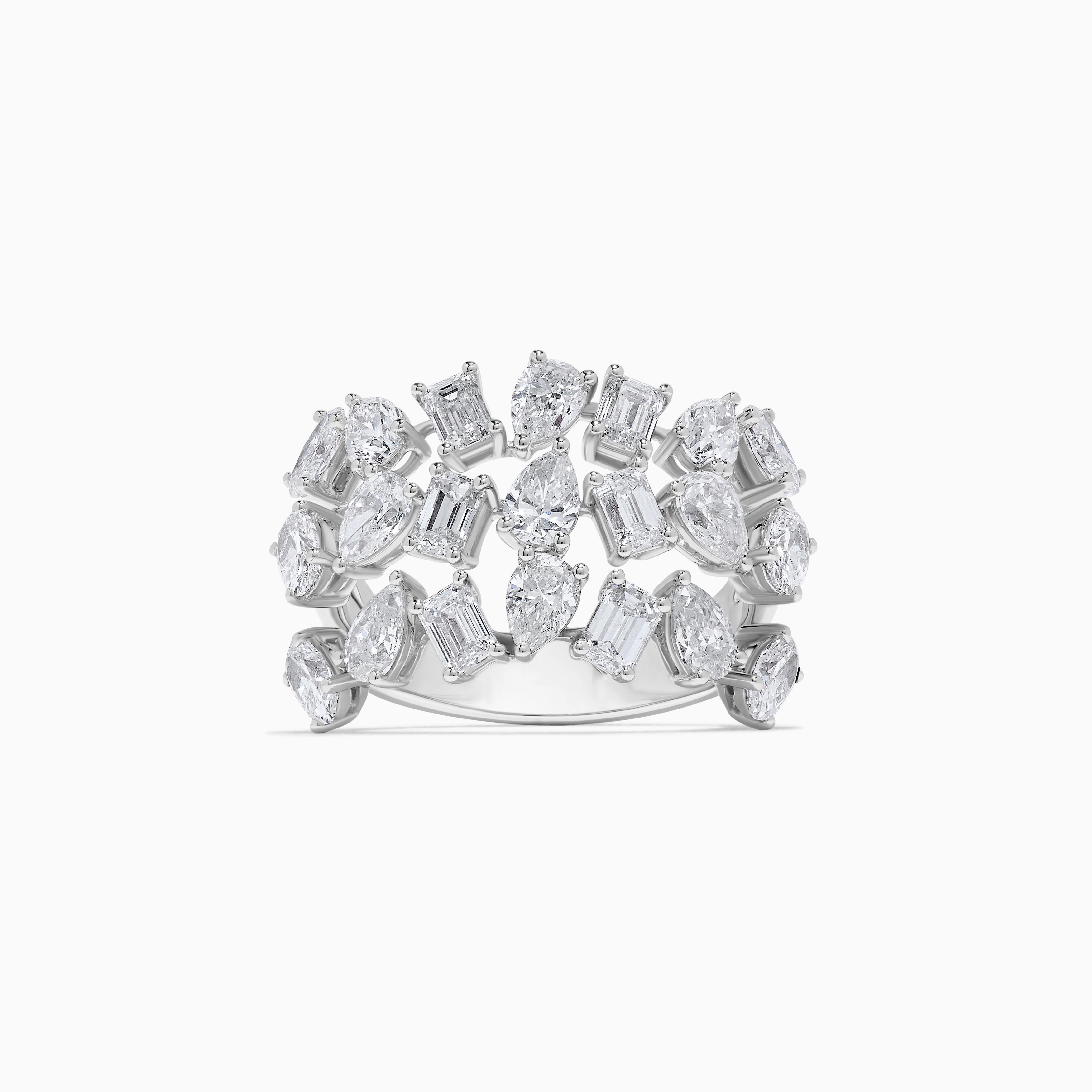 Contemporary Natural White Mix Diamond 3.98 Carat TW White Gold Cocktail Ring For Sale