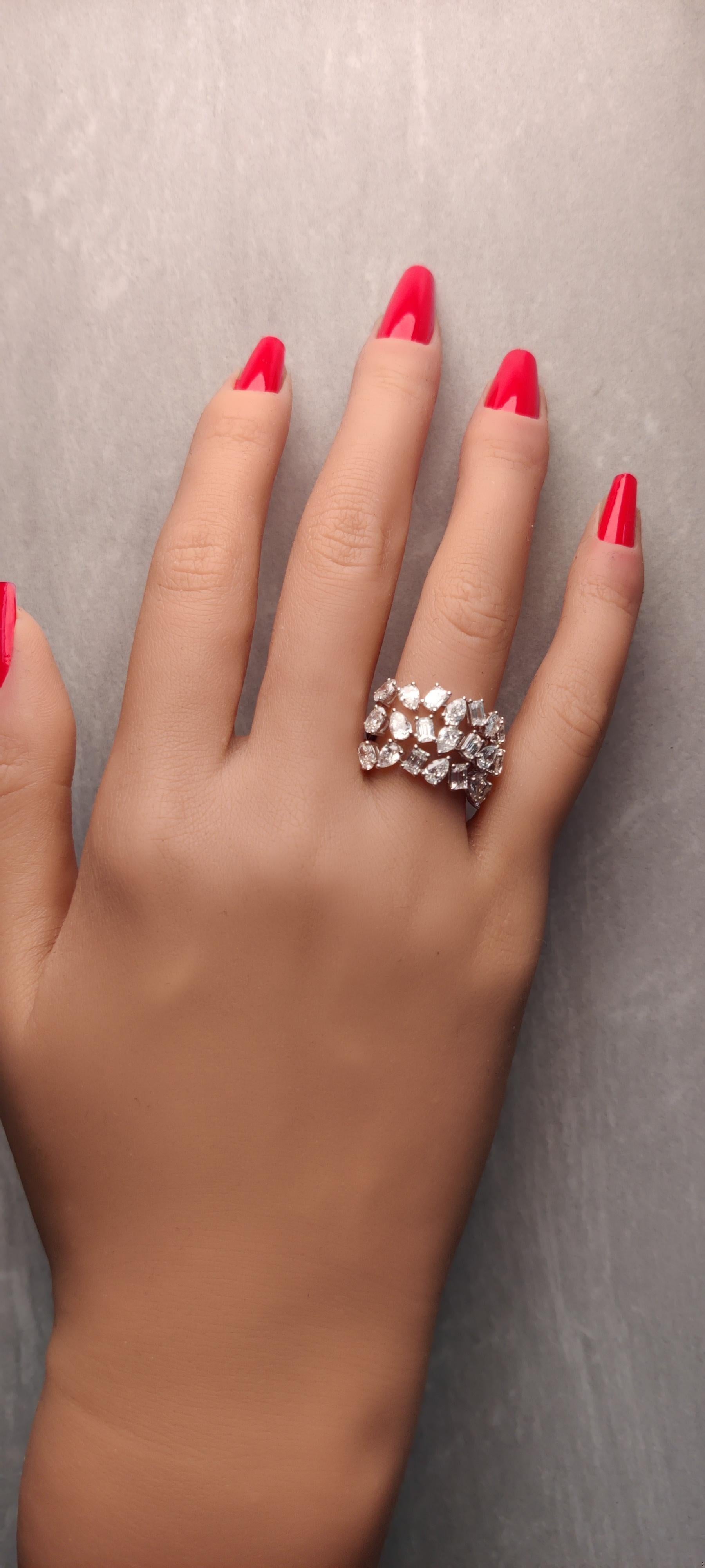 Natürlicher weißer Mix Diamant 3.98 Karat TW Weißgold Cocktail-Ring im Zustand „Neu“ in New York, NY