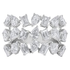 Natürlicher weißer Mix Diamant 3.98 Karat TW Weißgold Cocktail-Ring
