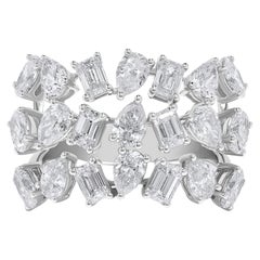Natürlicher weißer Mix Diamant 3.98 Karat TW Weißgold Cocktail-Ring