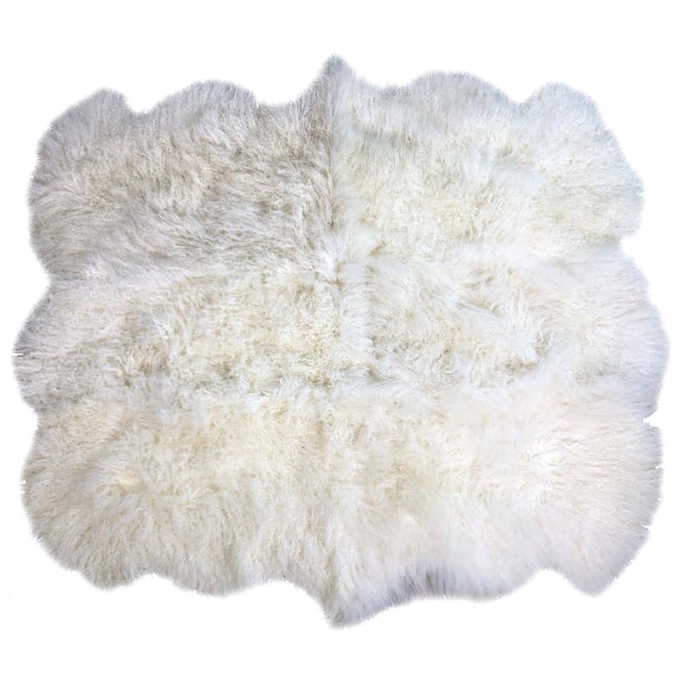 Natural White Round Fur Rug, Mongolian Fur 4 foot For Sale at 1stDibs ...