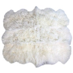 Natural White Mongolian Fur Rug, Mongolian Sheepskin Rug