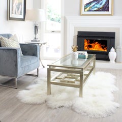 Natural White Mongolian Fur Rug  - Mongolian Sheepskin Rug