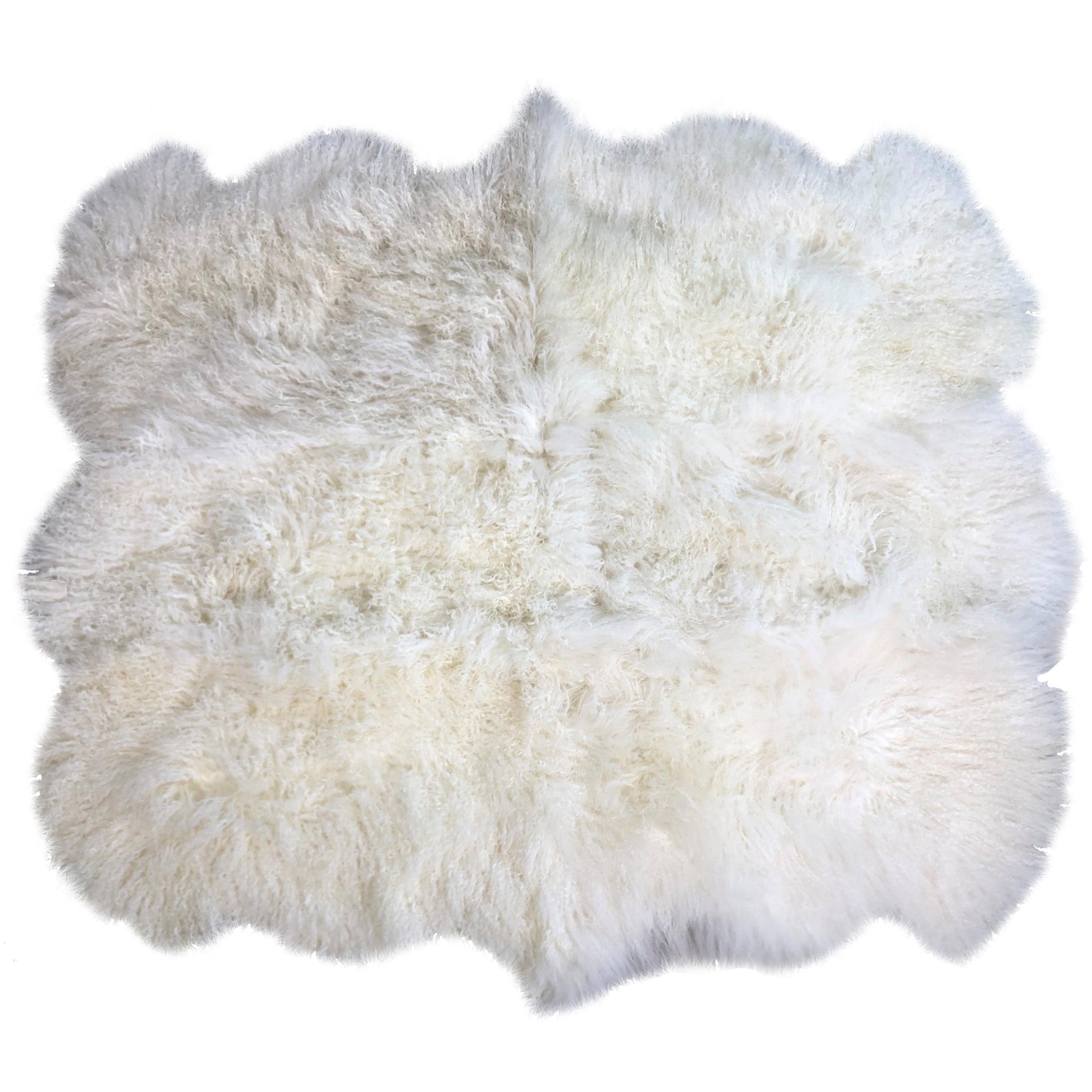 Real Mongolian Fur Throw Tibetan Lambskin Rug Hide Pelt Curl Hair Carpet 2'X3.8' 