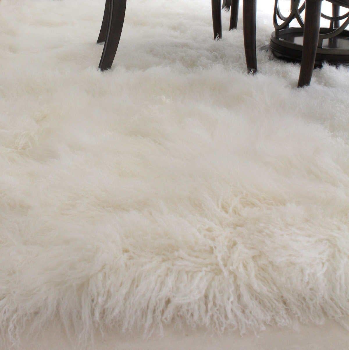 Patchwork Natural White Fur Rug - Mongolian Sheepskin Made in Australia For Sale