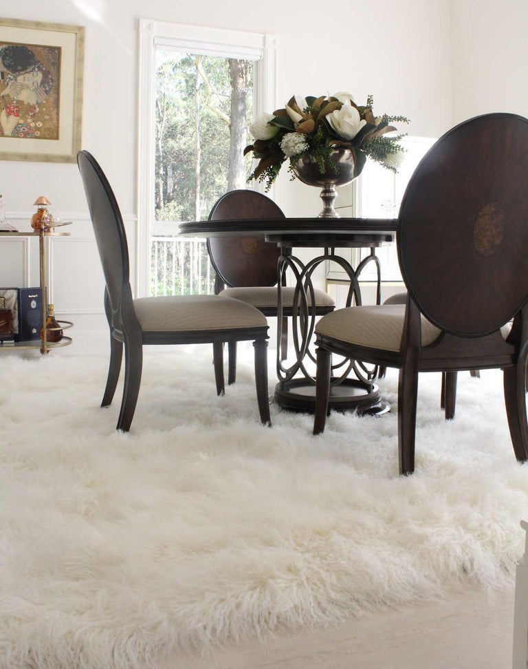 Natural White Fur Rug Mongolian Sheepskin Made in Australia For Sale at 1stDibs
