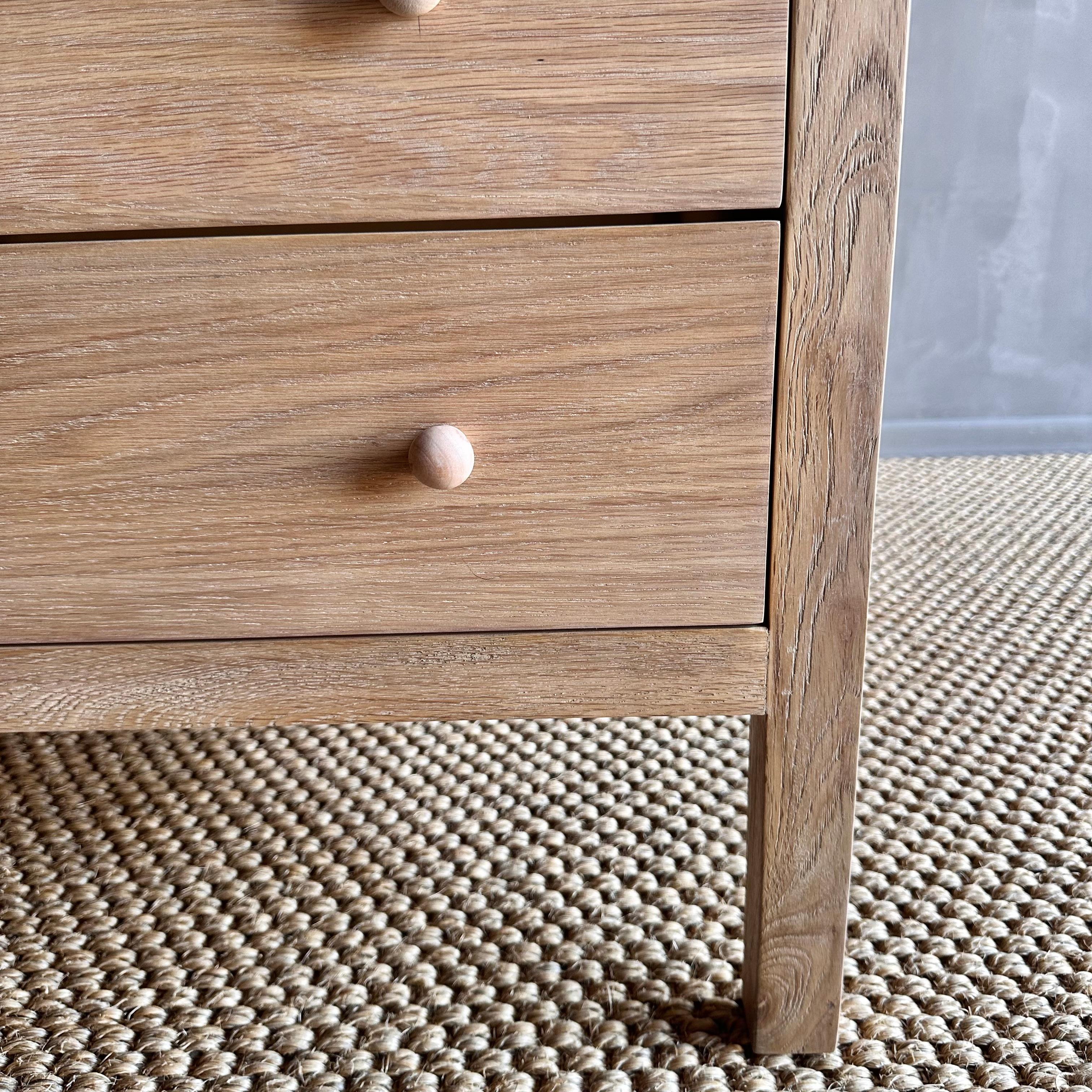Contemporary Natural White Oak 3 Drawer Nightstand with Soft Close Drawers For Sale