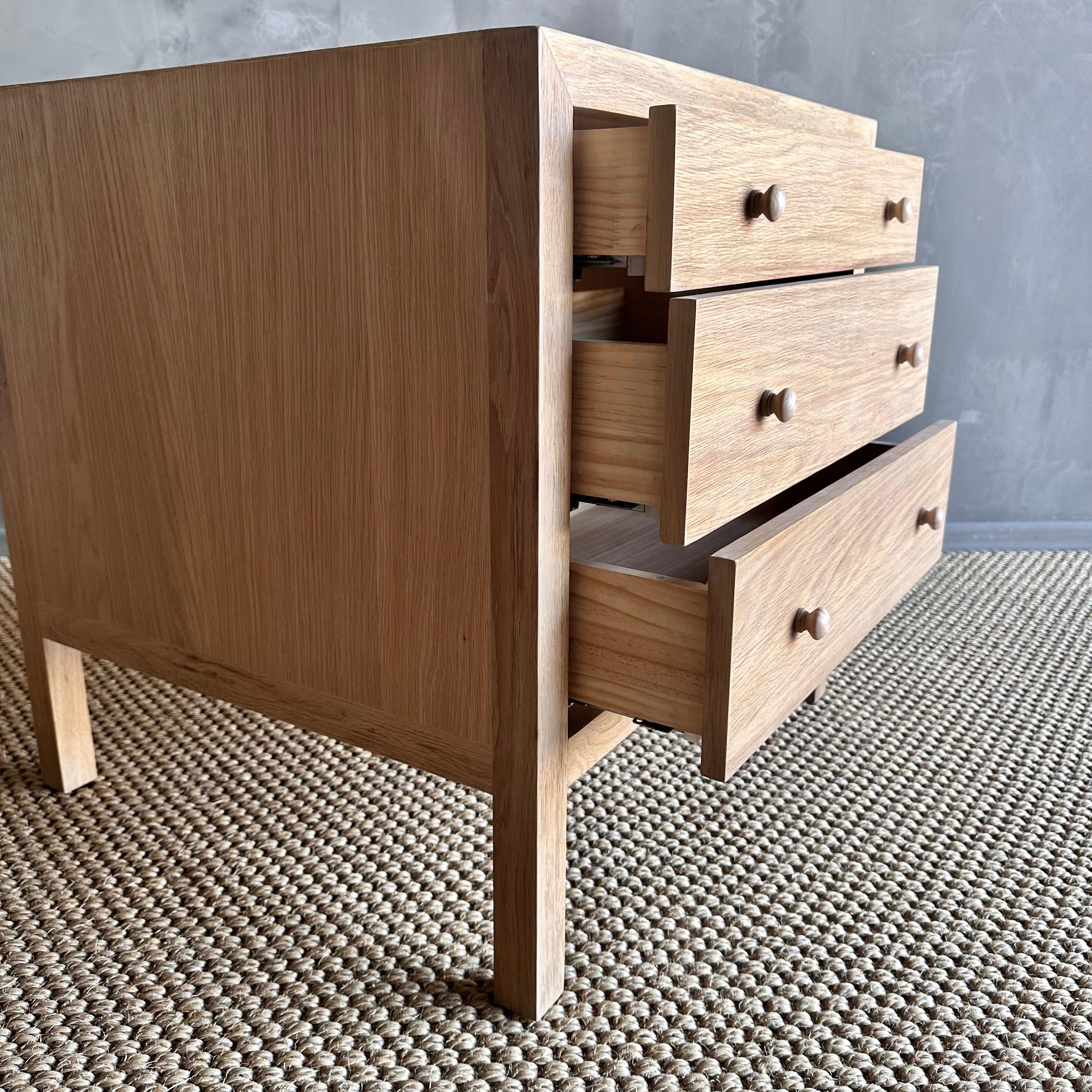 Natural White Oak 3 Drawer Nightstand with Soft Close Drawers For Sale 1