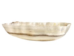 Natural White Onyx Hand-carved Freeform Bowl