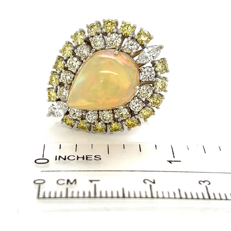 Natural White Opal Diamond Ring 14k Gold 11 TCW GIA  Certified In New Condition For Sale In Brooklyn, NY