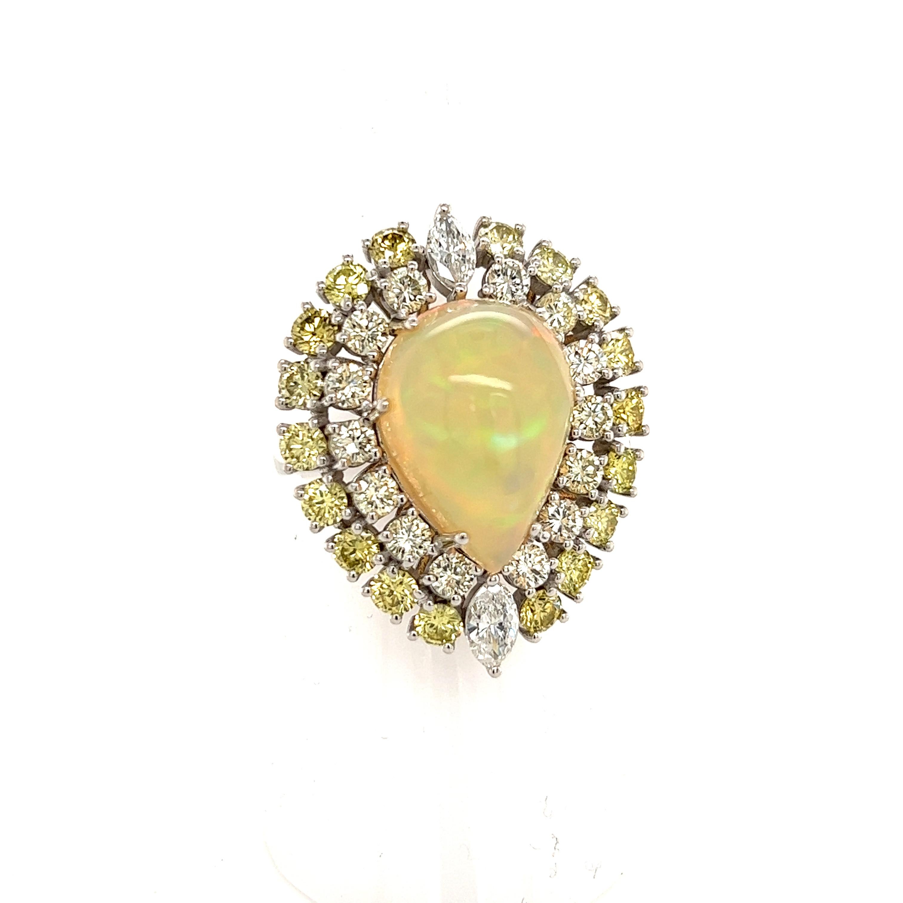 Natürlicher weißer Opal Diamant-Ring 14k Gold 11 TCW GIA  Zertifiziert im Angebot 3