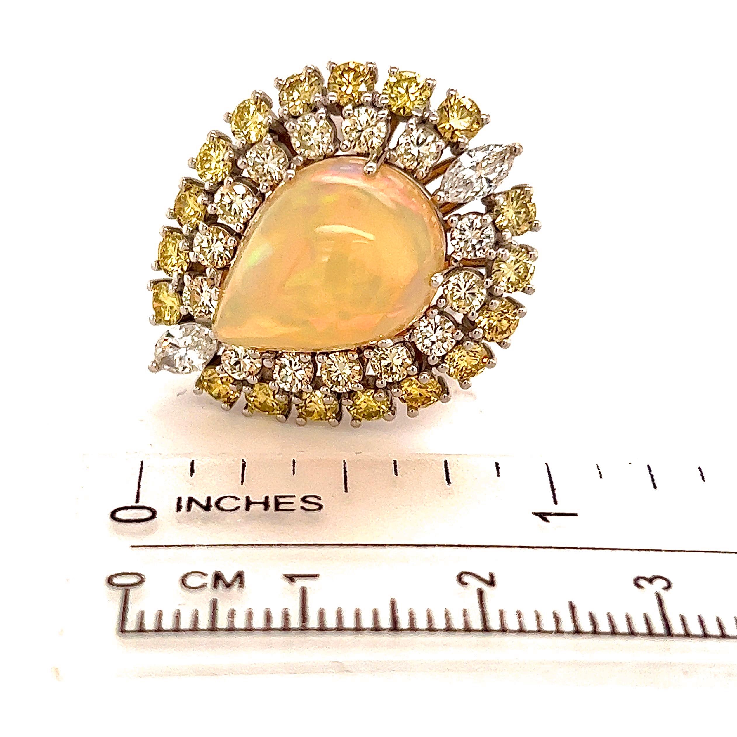 Natural White Opal Diamond Ring 14k Gold 11 TCW GIA Certified For Sale 6