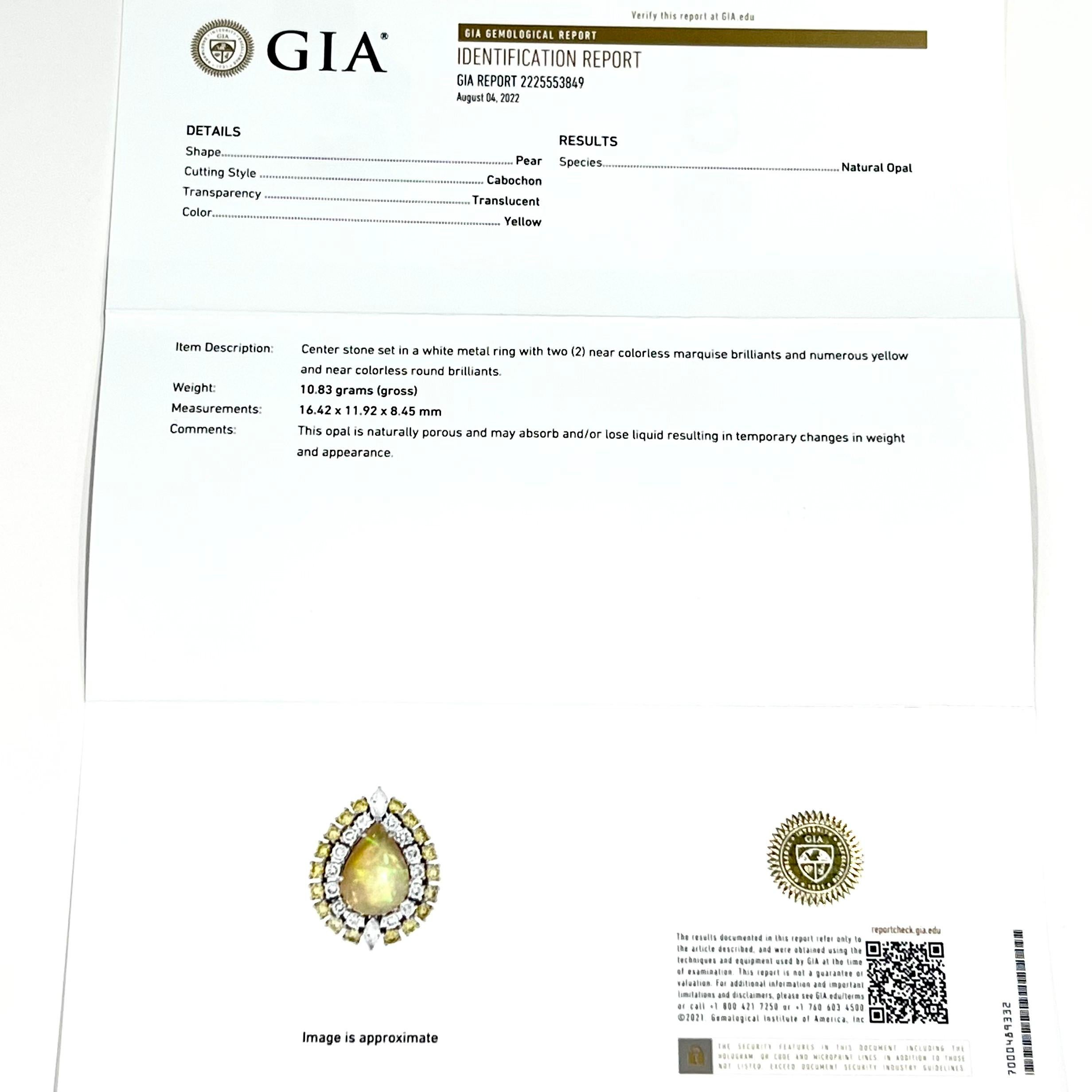 Natürlicher weißer Opal Diamant-Ring 14k Gold 11 TCW GIA  Zertifiziert im Angebot 7