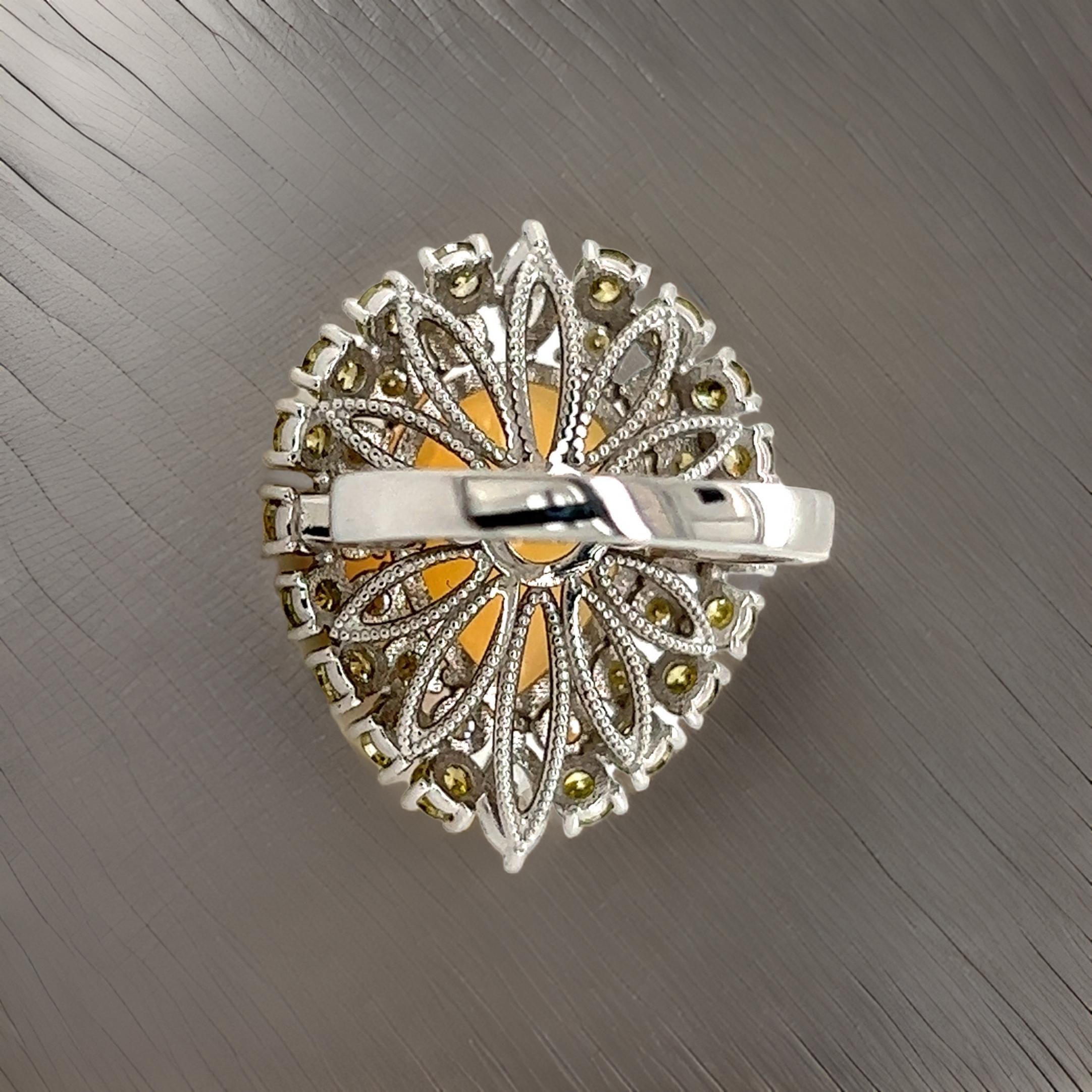 Natural White Opal Diamond Ring 14k Gold 11 TCW GIA Certified For Sale 2