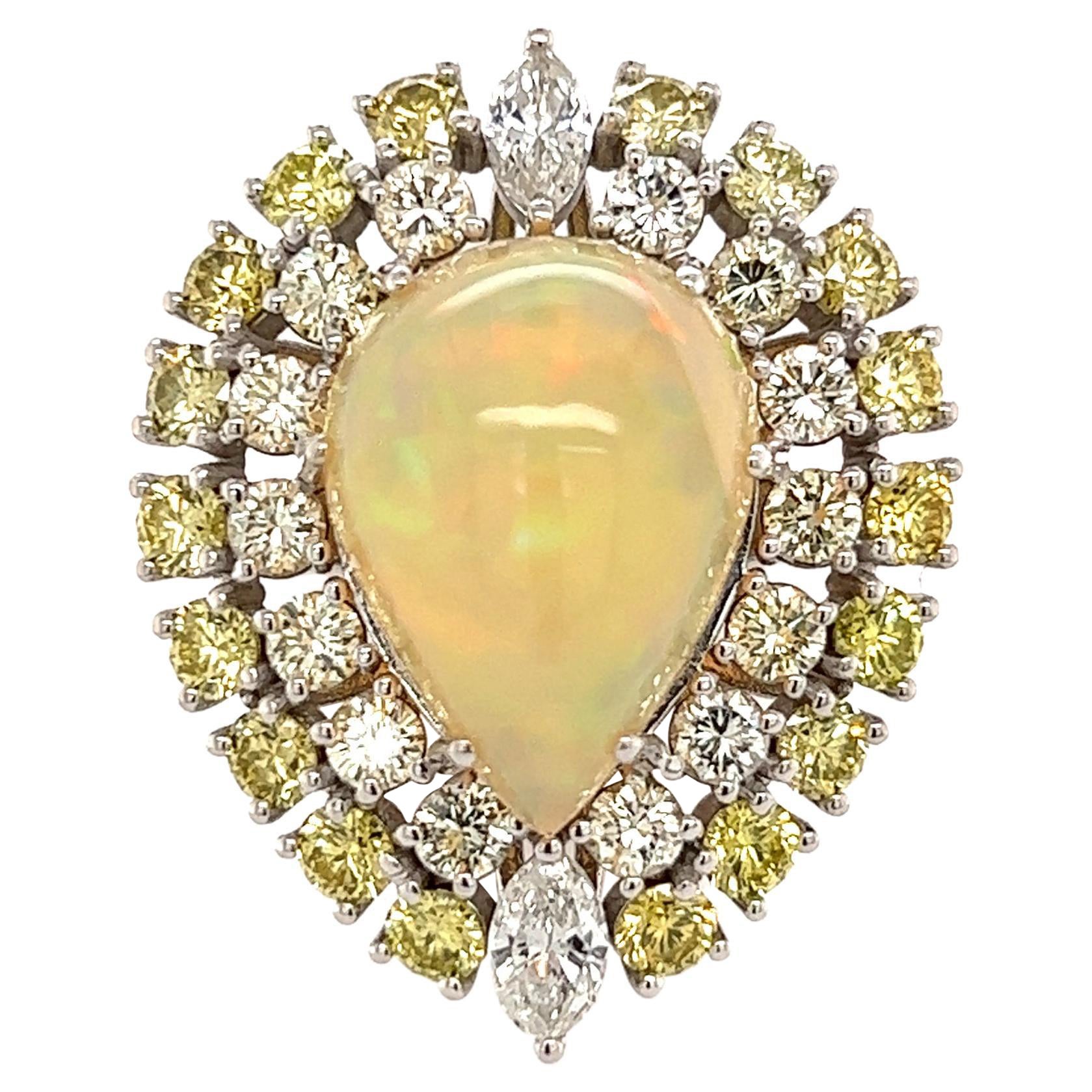 Natural White Opal Diamond Ring 14k Gold 11 TCW GIA Certified