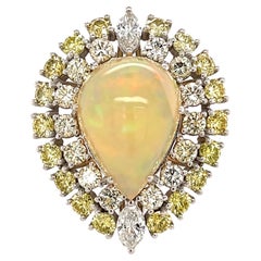 Natural White Opal Diamond Ring 14k Gold 11 TCW GIA Certified