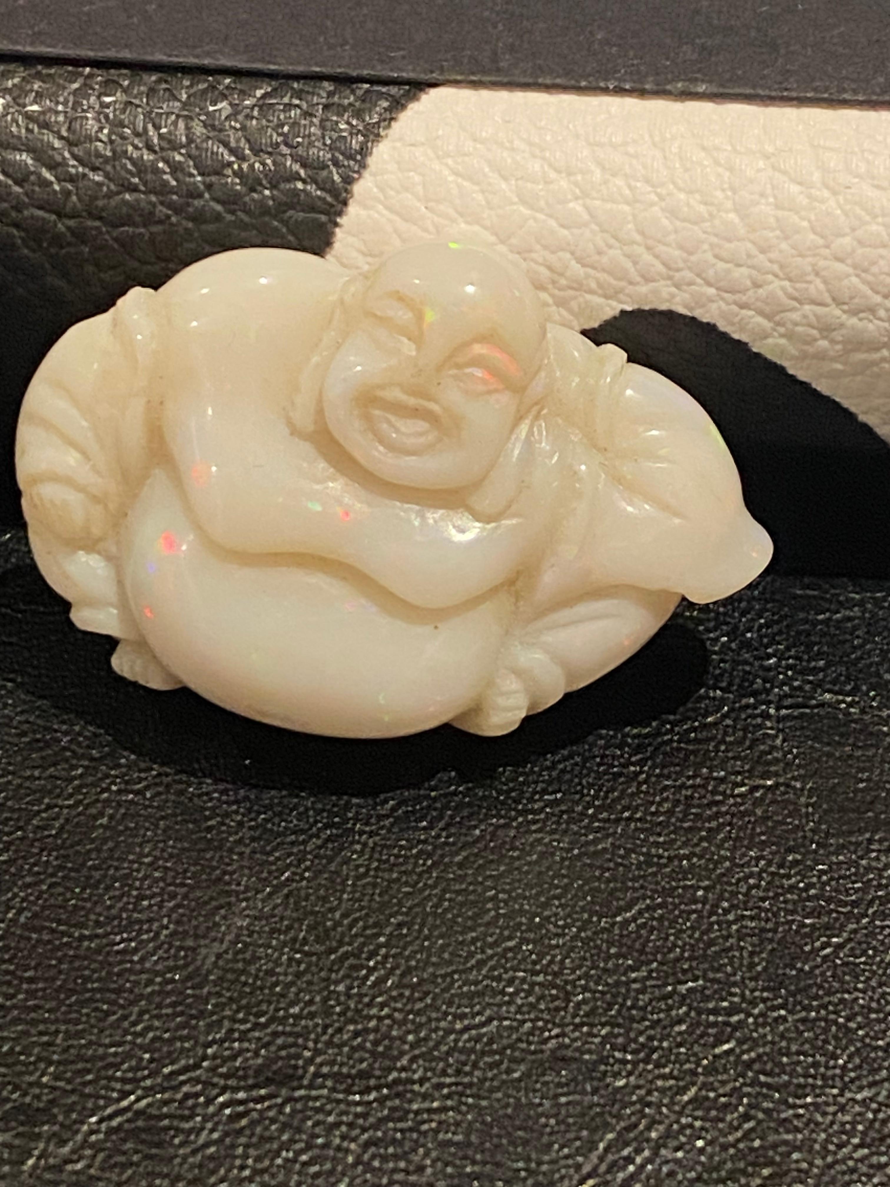Natural White Opal Laughing Buddha 