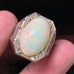 Natural White Opal Ring in 925 Sterling Silver – Handmade with Play of Color