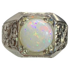 Natural White Opal Ring in 925 Sterling Silver – Handmade with Play of Color