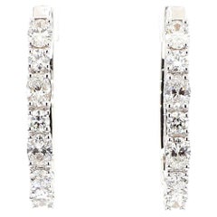 Natürlicher weißer ovaler Diamant 1,67 Karat TW Weißgold-Reifenohrringe