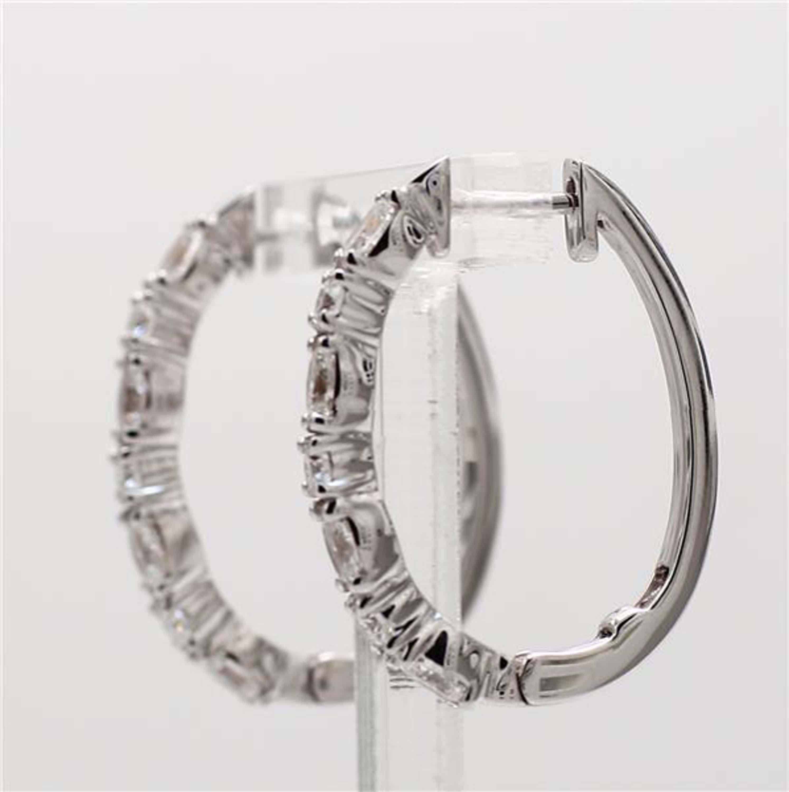 Contemporary Natural White Oval Diamond 1.67 Carat TW White Gold Loop Earrings