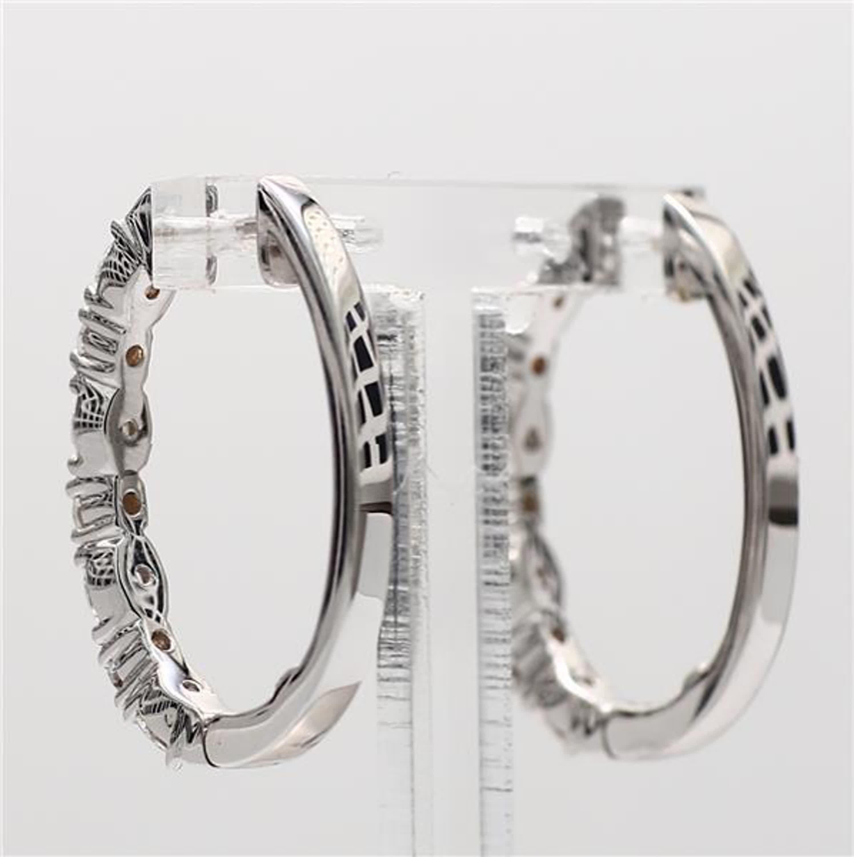 Oval Cut Natural White Oval Diamond 1.67 Carat TW White Gold Loop Earrings For Sale