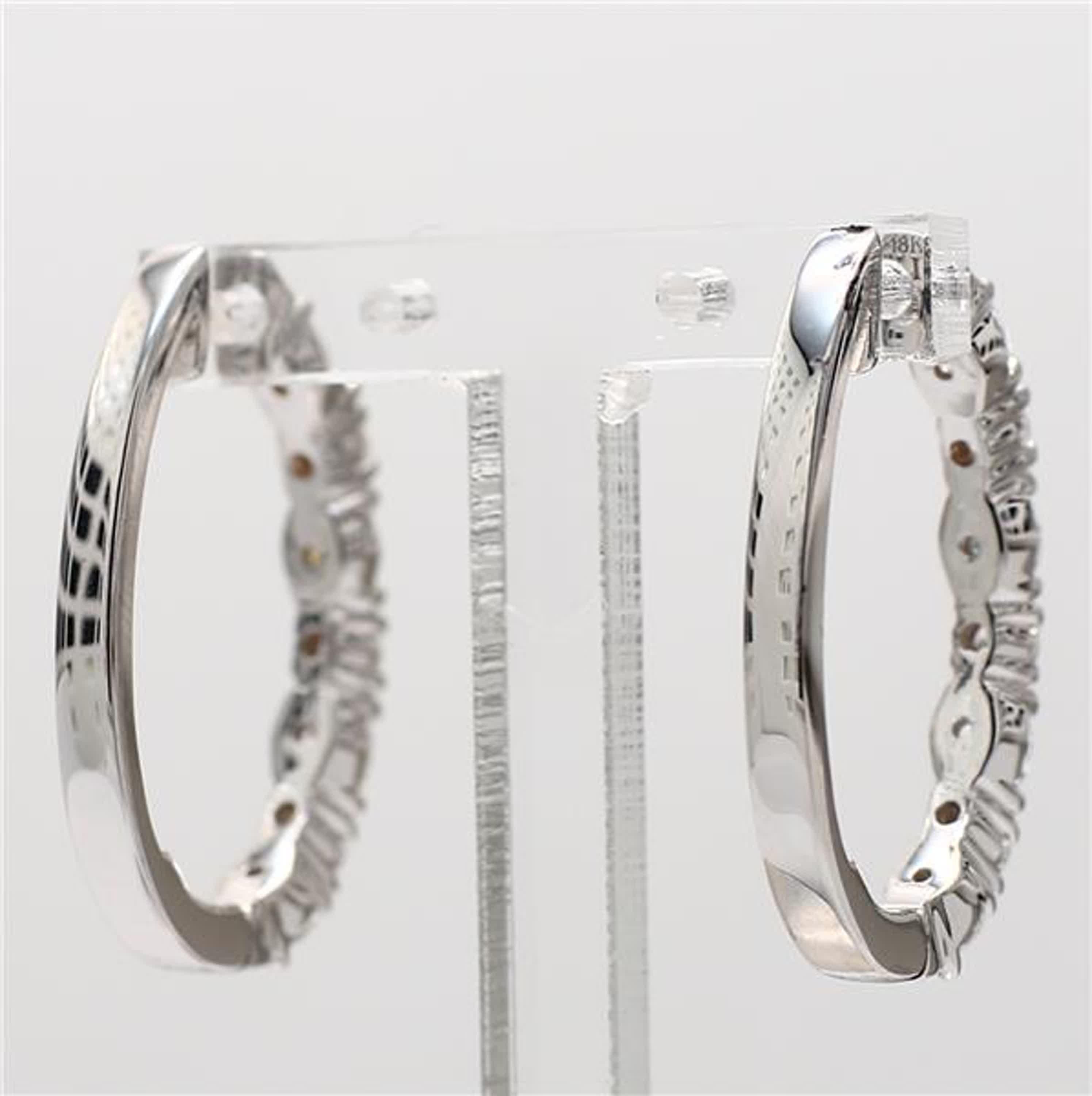 Natural White Oval Diamond 1.67 Carat TW White Gold Loop Earrings In New Condition For Sale In New York, NY