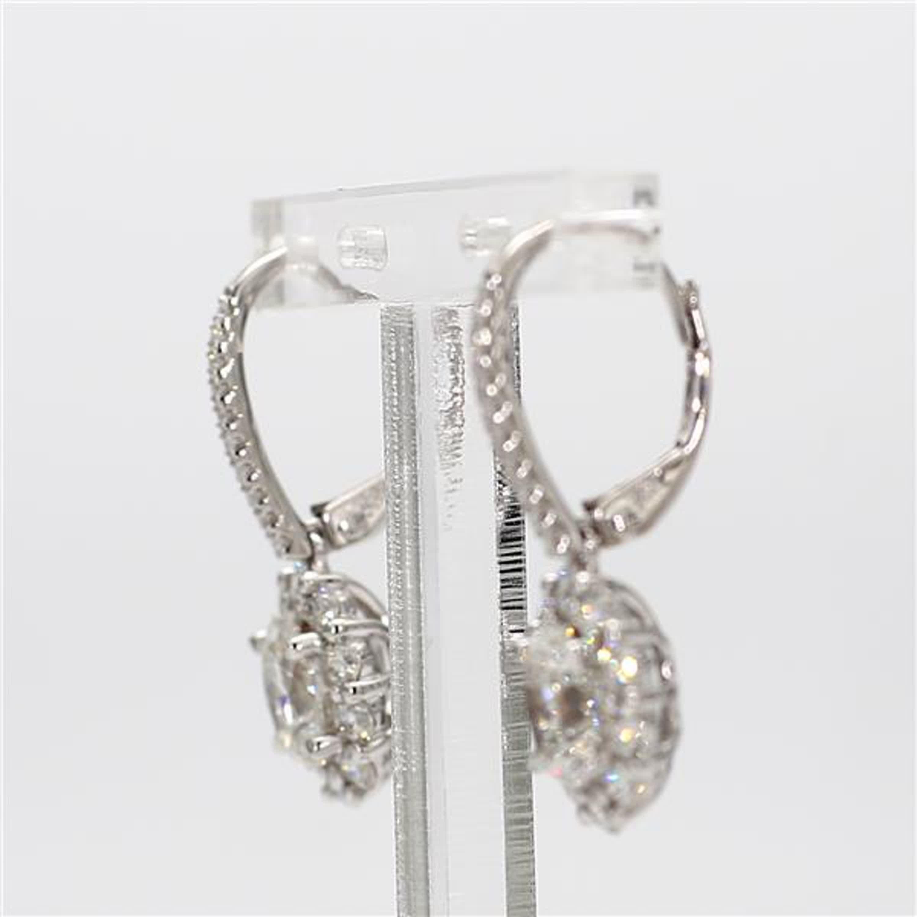 Contemporary Natural White Oval Diamond 2.40 Carat TW White Gold Drop Earrings