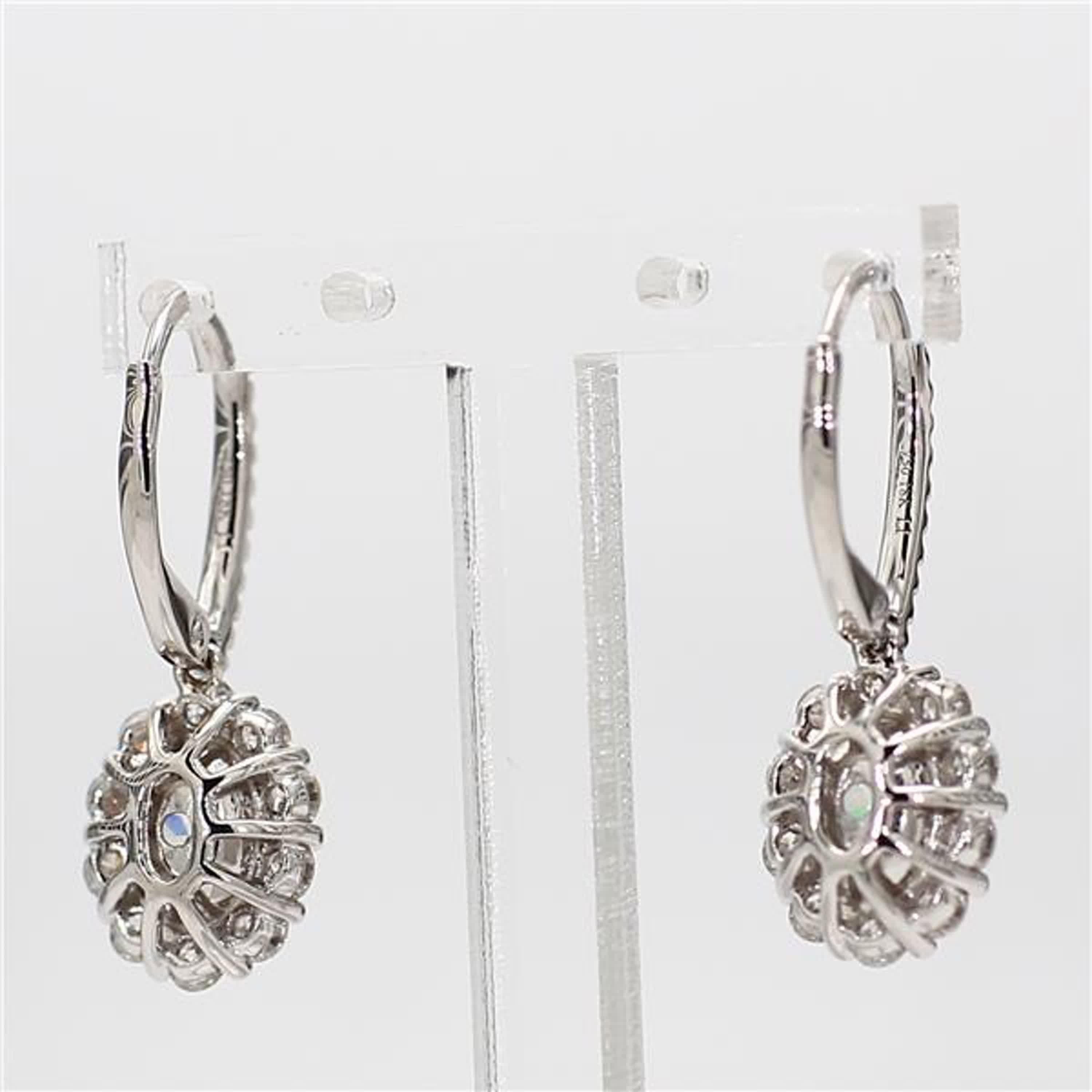 Natural White Oval Diamond 2.40 Carat TW White Gold Drop Earrings In New Condition In New York, NY