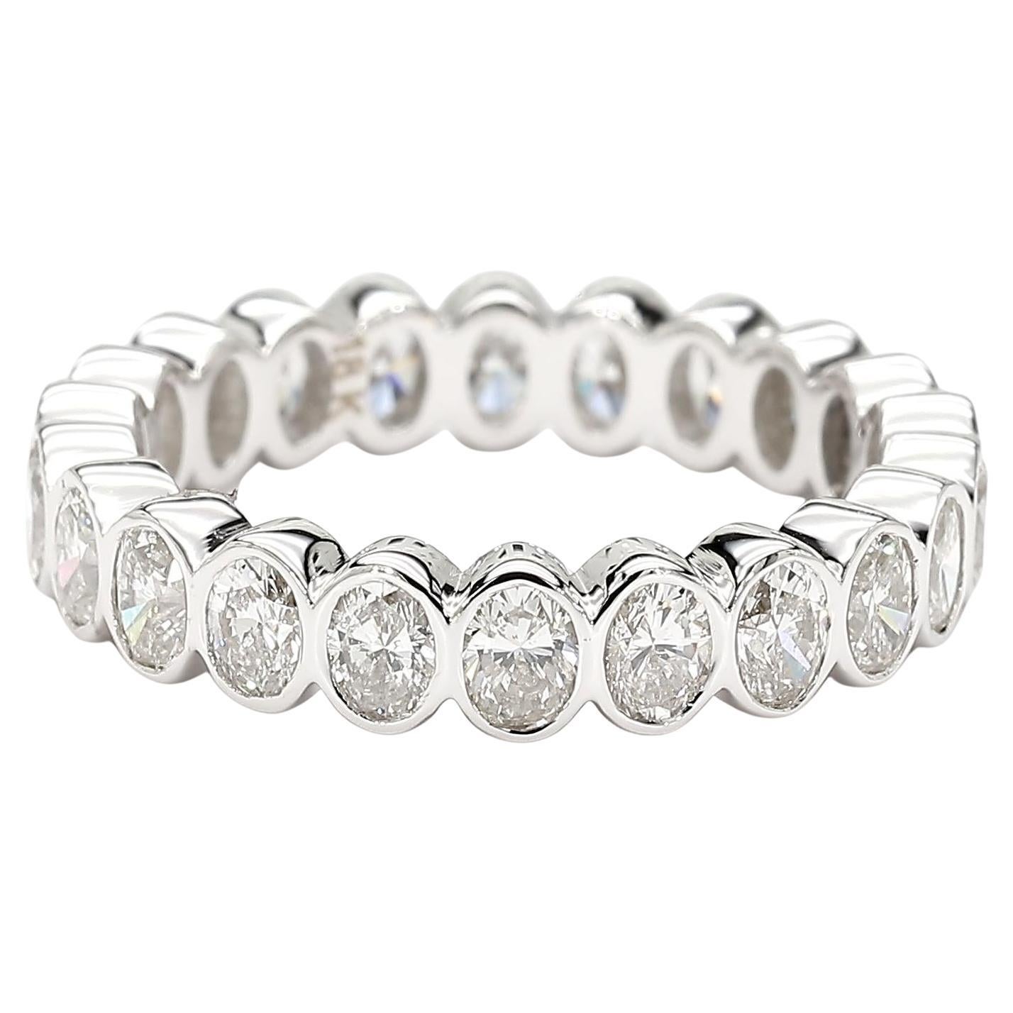 Natural White Oval Diamond 2.71 Carat TW White Gold Cocktail Band