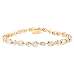 Natural White Oval Diamond 6.19 Carat TW Gold Tennis Bracelet