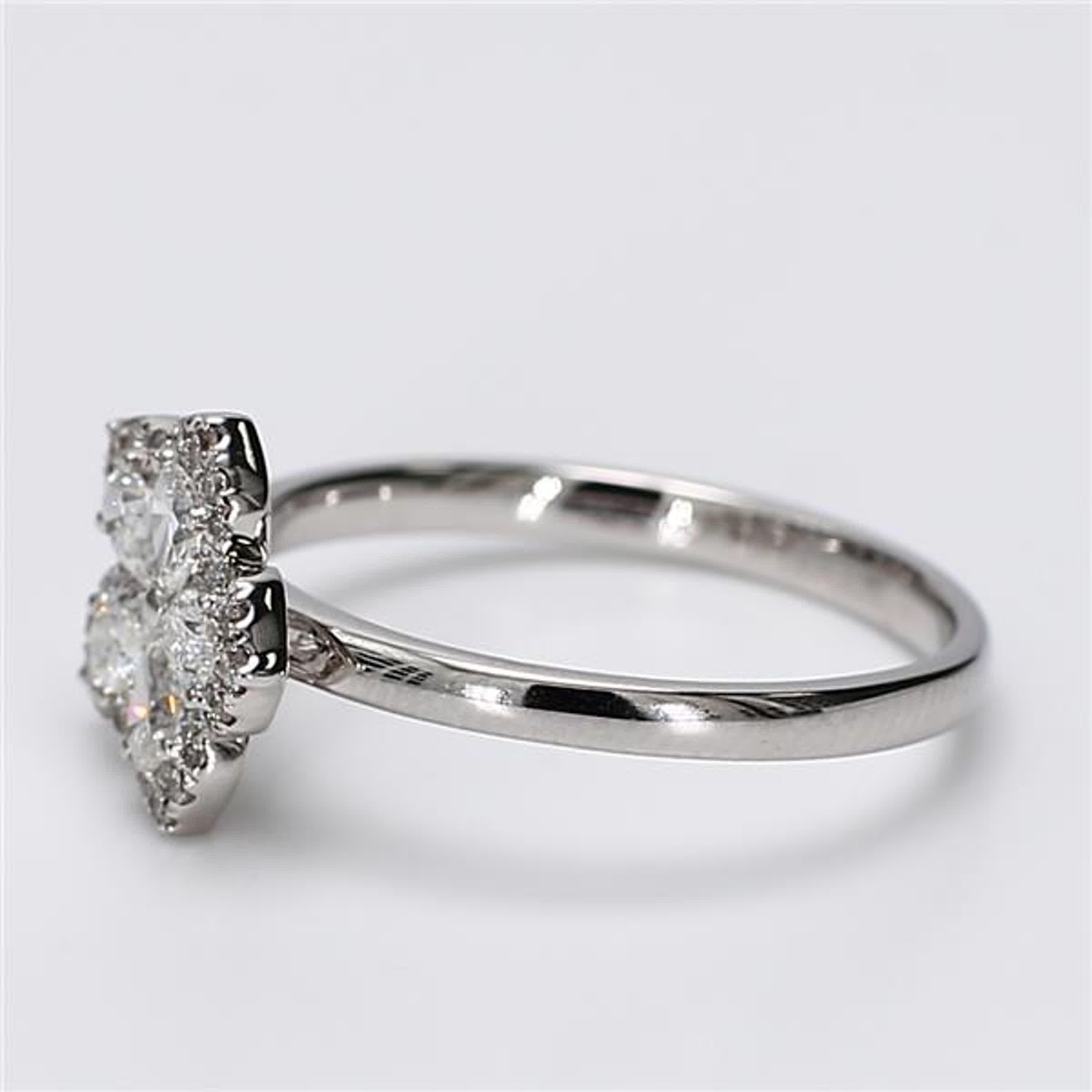 Contemporary Natural White Pear and Round Diamond .52 Carat TW White Gold Fashion Ring