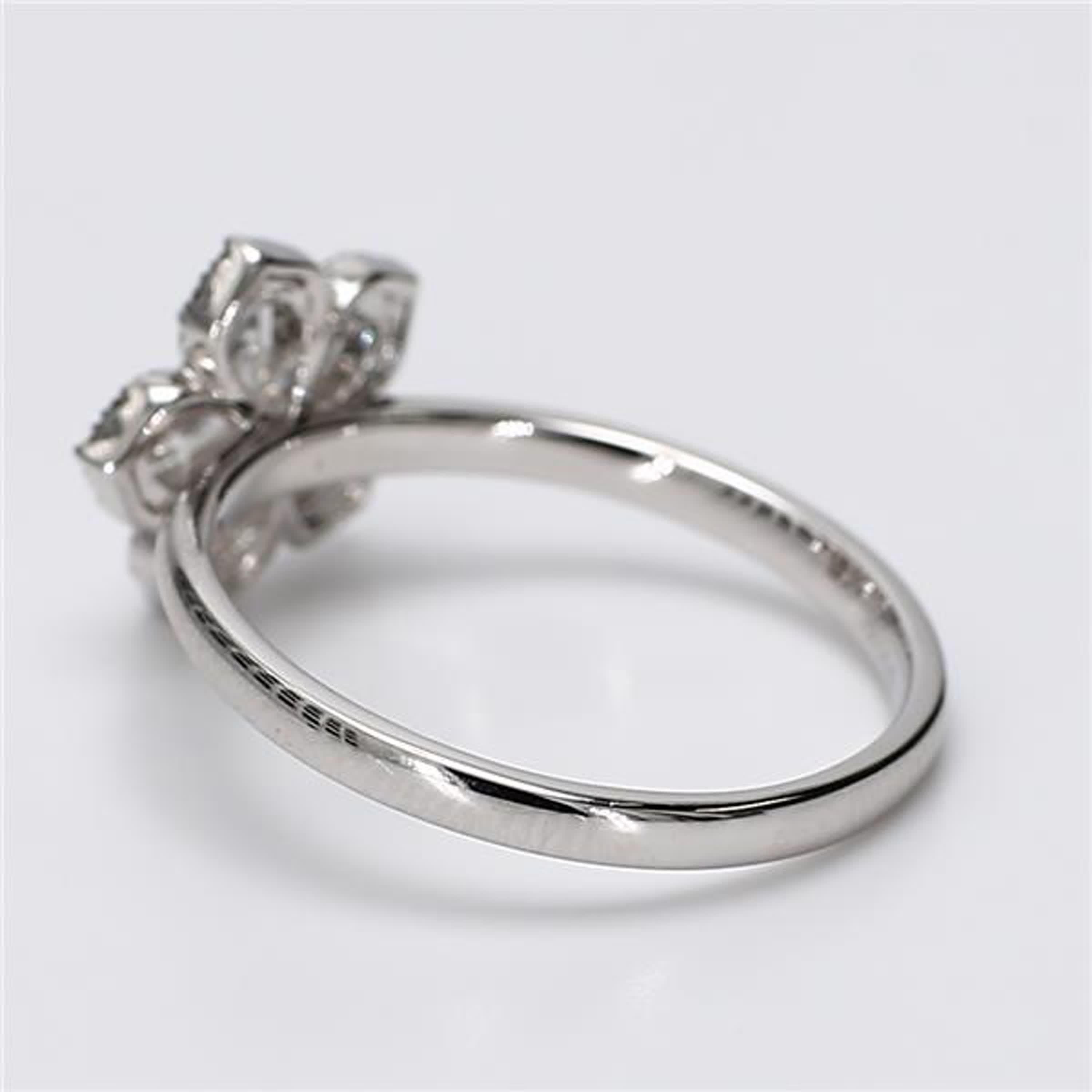 Pear Cut Natural White Pear and Round Diamond .52 Carat TW White Gold Fashion Ring
