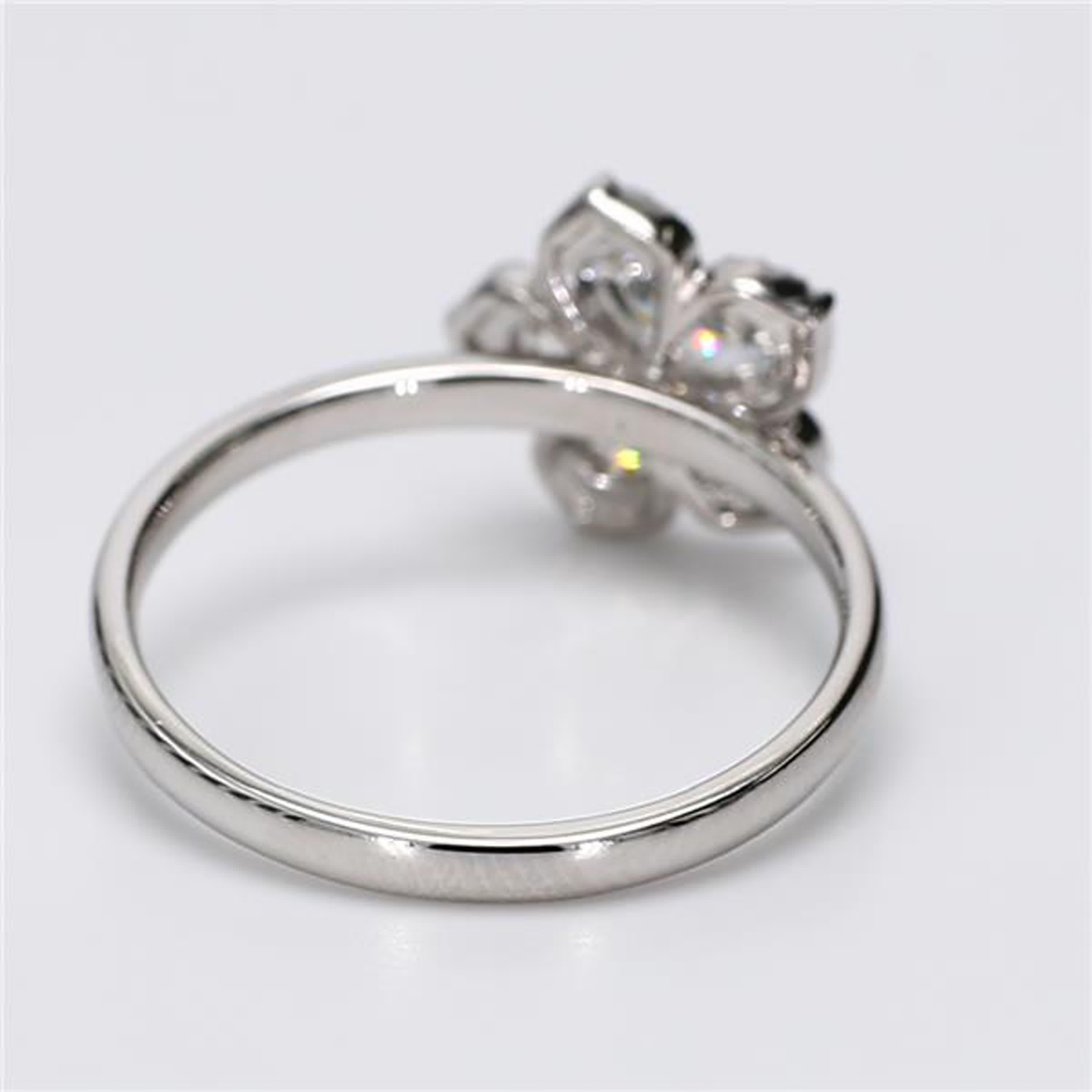 Natural White Pear and Round Diamond .52 Carat TW White Gold Fashion Ring In New Condition In New York, NY