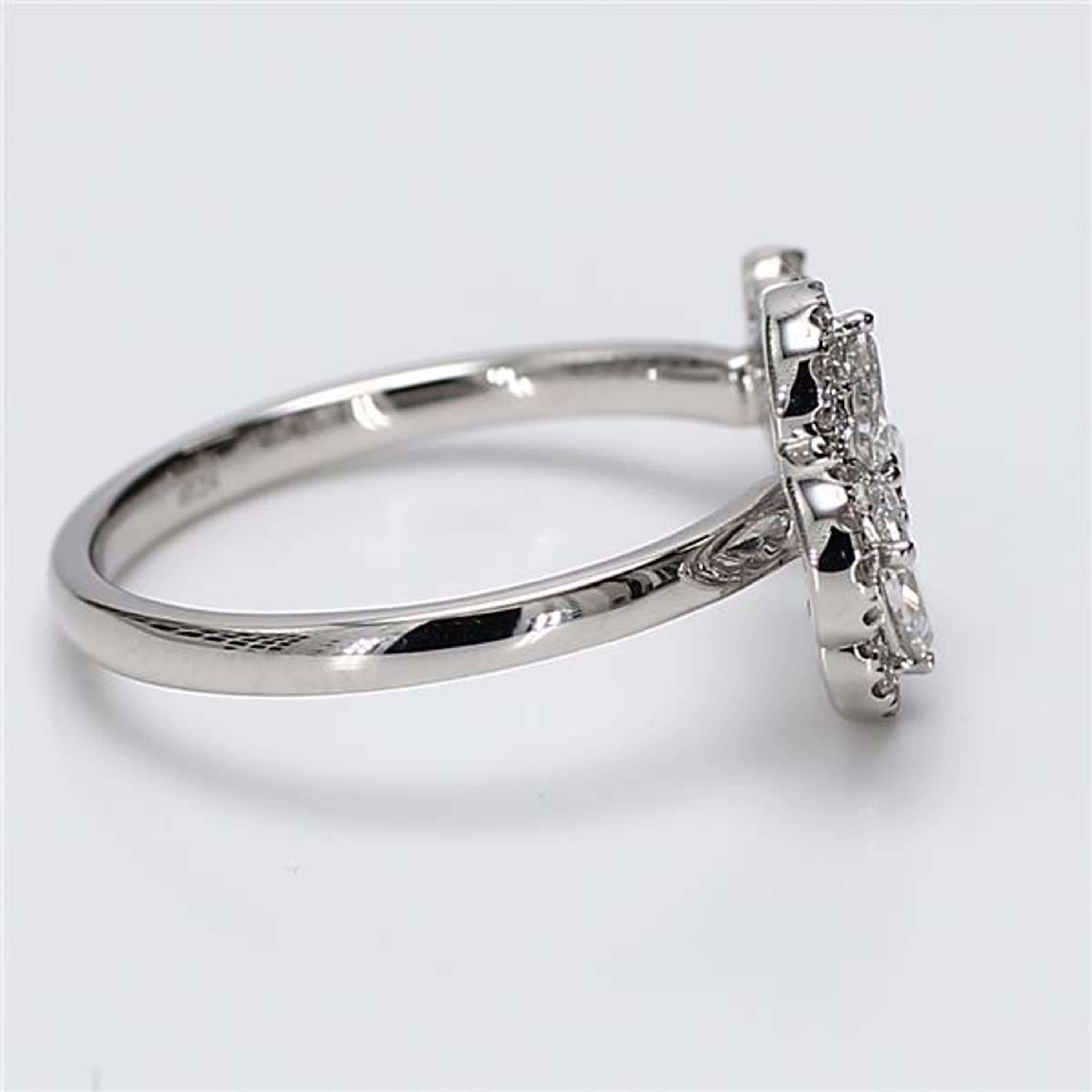 Women's Natural White Pear and Round Diamond .60 Carat TW White Gold Fashion Ring For Sale