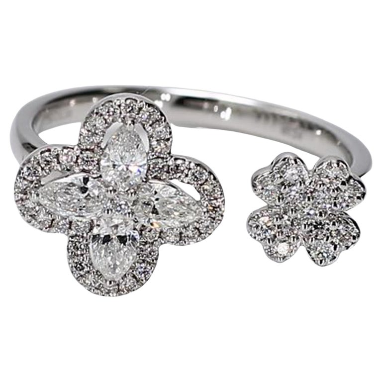 Natural White Pear and Round Diamond .60 Carat TW White Gold Fashion ...