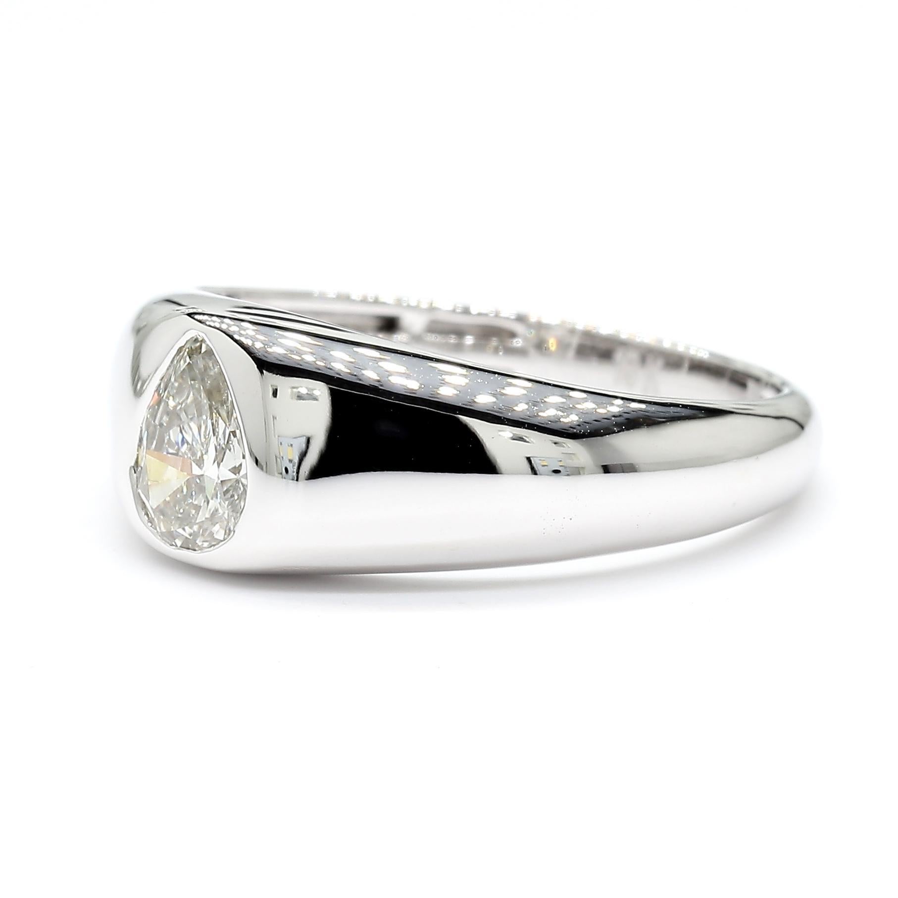 RareGemWorld's beautiful diamond band. Mounted in a beautiful 18K White Gold setting with natural pear cut white diamond. This band is guaranteed to impress and enhance your personal collection!

Total Weight: 0.52cts

Natural Pear Cut White